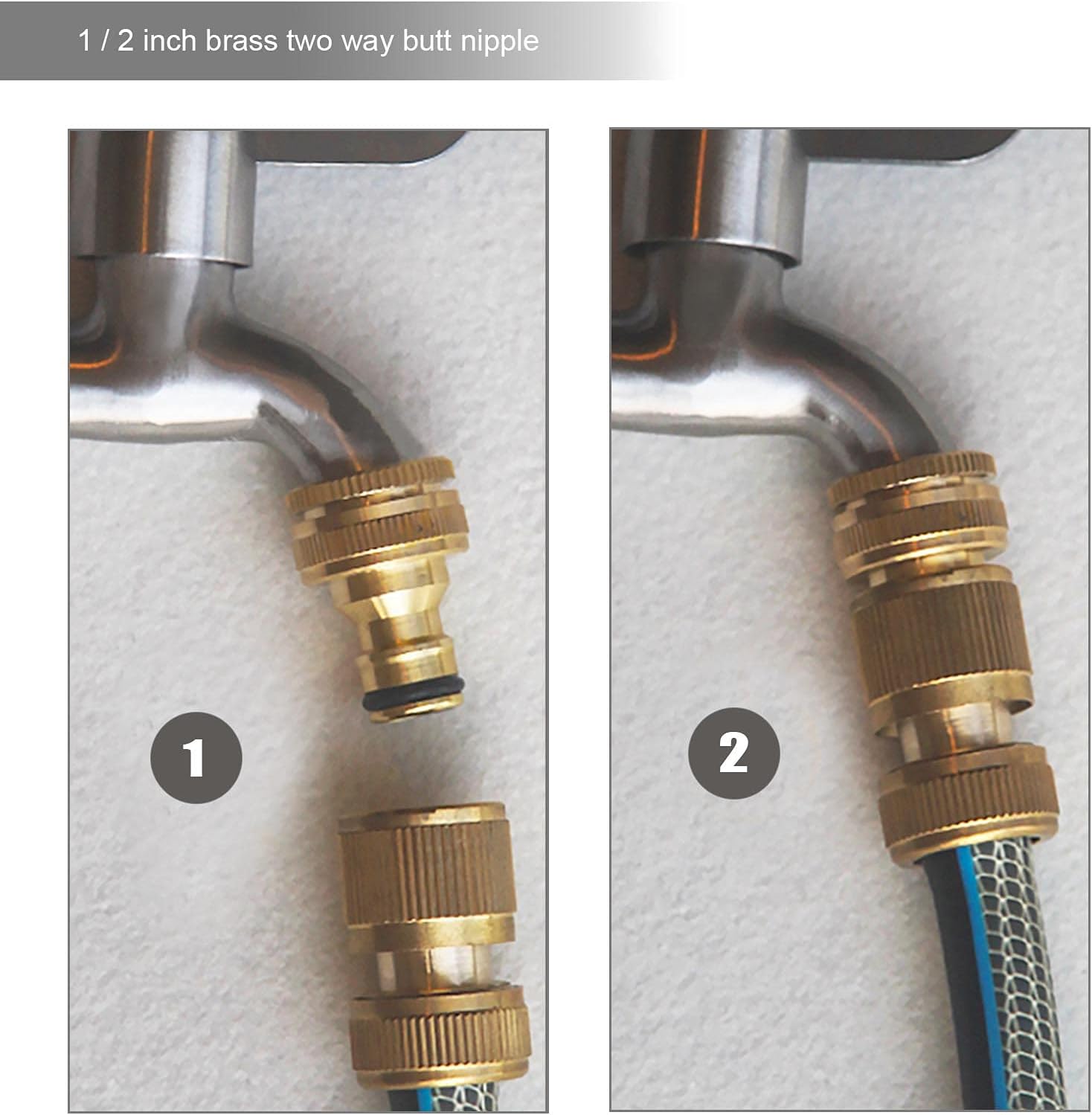 2pcs Double Male Hose Connector Brass Fitting Connector Parts Double