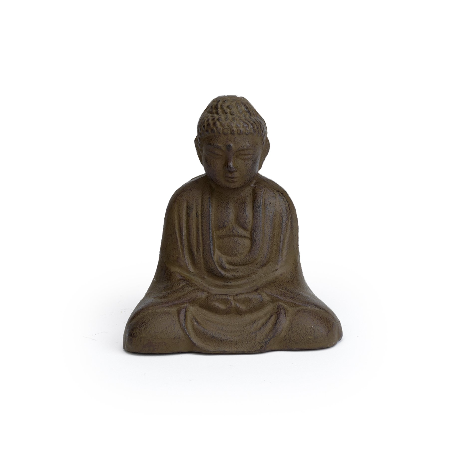 Abbott Collection Cast Iron Sitting Buddha Garden Sculpture, Brown