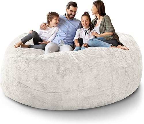 Funda para puf (solo funda, sin relleno), funda de cama gigante de 5 pies para adultos, redonda, suave, esponjosa, de terciopelo, para sofá cama,