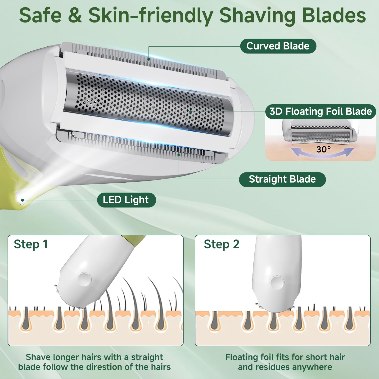 Bikini Trimmer für Frauen - 4-in-1 Elektrorasierer für Gesicht, Körper & Bikini, IPX6 Wasserdicht mit LED-Licht, USB wiederaufladbar & Reisetasche