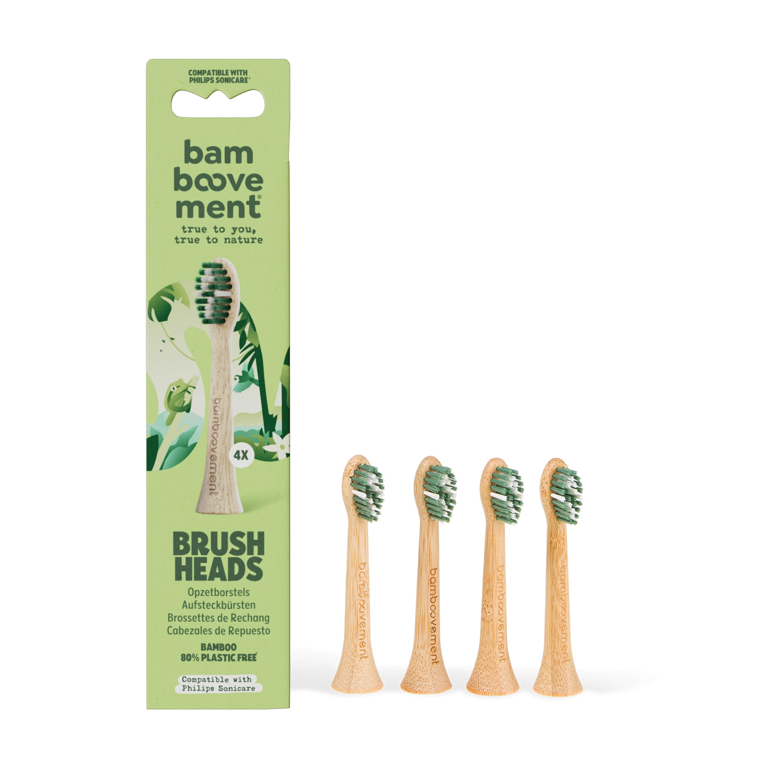 The Bamboovement Zahnbrsten-Ersatz fr Sonicare, kompatibel mit  elektrischen Philips Sonicare-Zahnbrsten, Bambus-Aufsatz,  Sound-Brstenkpfe, 4er-Pack, umweltfreundlich, biologisch abbaubar :  Amazon.de: Drogerie & Krperpflege