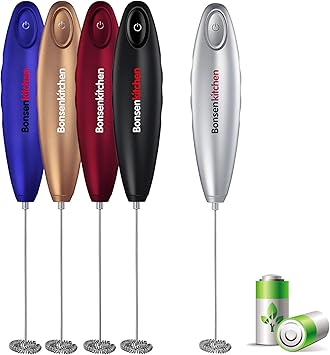 Bonsenkitchen Electric Milk Frother, Automatic Stainless Steel Whisk