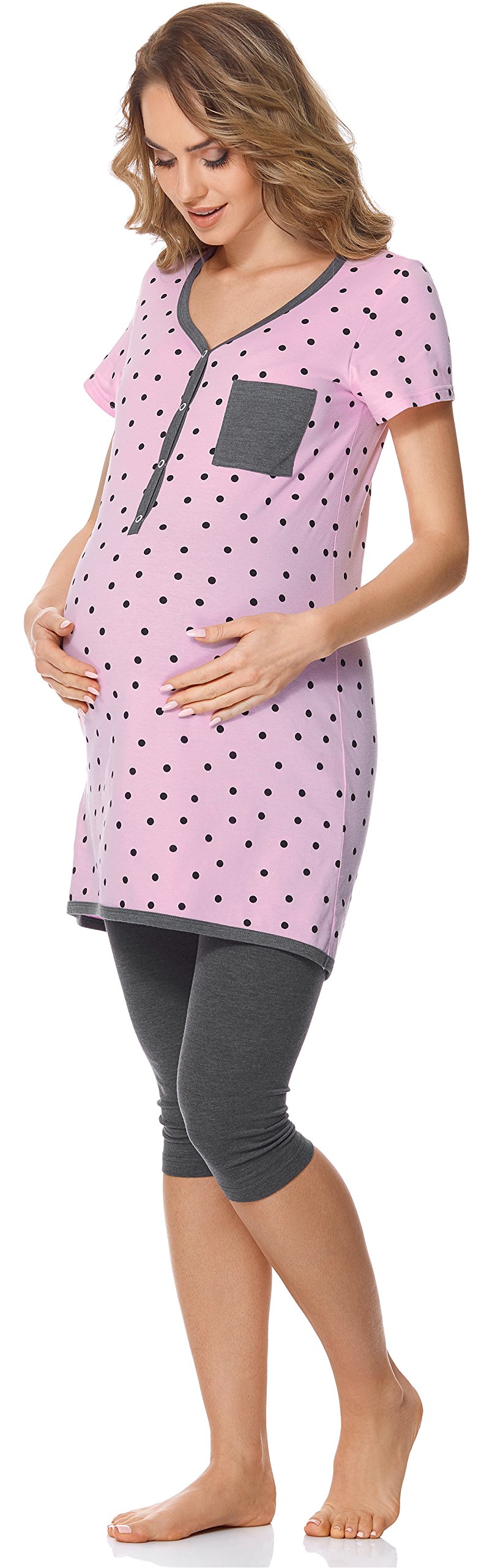 Bellivalini Damen Umstands Pyjama mit Stillfunktion BLV50-126