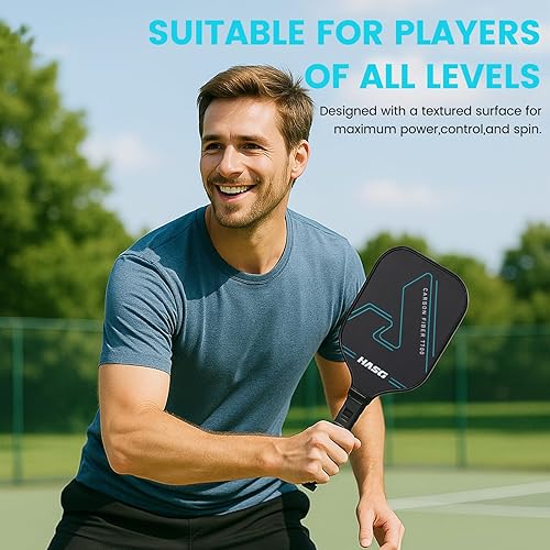 Miniatura 5 de Palas de pickleball T700, palas de pickleball profesionales de fibra de carbono cruda con núcleo de panal de 0.630 in, juego de palas de pickleball