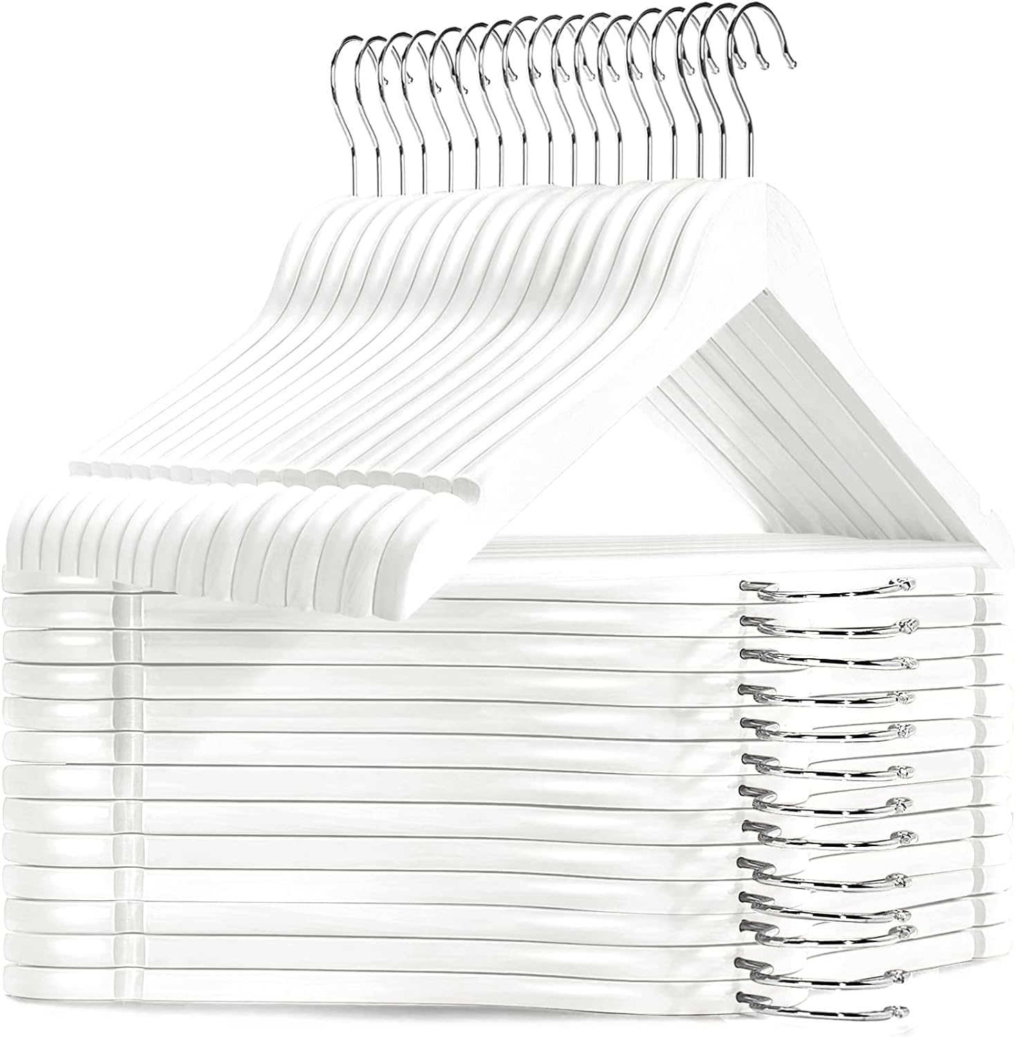 ANH MART Wooden Suit Hangers Non Slip Pants Bar Smooth Finish Solid Wood Coat Hanger with 360° Swivel Hook Precisely Cut Notches for Camisole Jacket Pants Dresses Clothes Hangers (White) Set of- 4 (B09JPG5JPQ) Amazon Price History, Amazon Price Tracker