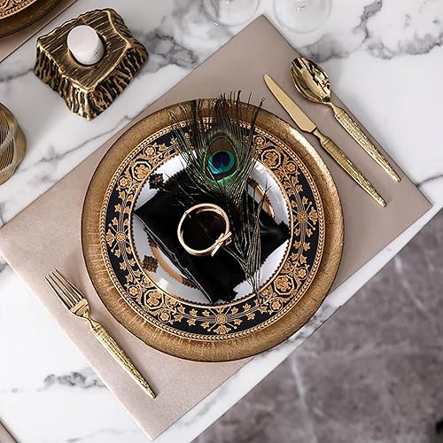 Miniatura 2 de Thomaso Juego de cubiertos chapados en oro de 60 piezas para 12, exquisito juego de cubiertos de acero inoxidable 1810, juego de cucharas y