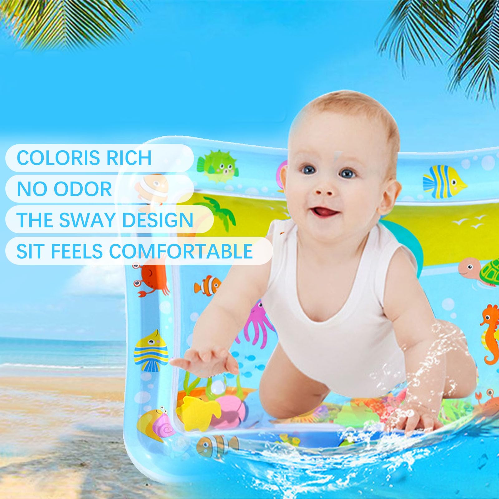 Regalo Neonato Maschio Tappetino Acquatico Per Neonati Zenovate - Gonfiabile, Per Giochi D'Acqua E Sviluppo Sensoriale - 3-12 Mesi Tappeto Per Bambini