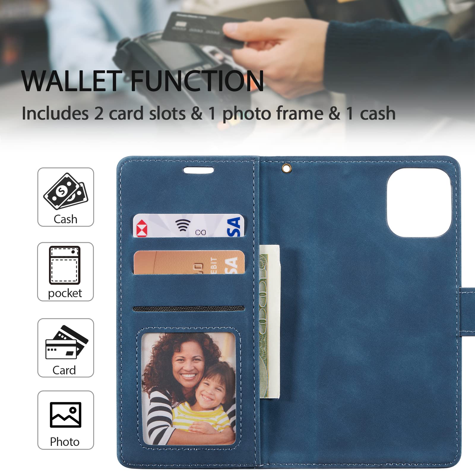 QLTYPRI Case for iPhone 12/12 Pro, 2 in 1 Detachable Wallet Case PU Leather with [Card Slots] [Kickstand][Wrist Strap][Magnetic Closure] Shockproof Flip Cover for iPhone 12/12 Pro (6.1 inch)- Blue