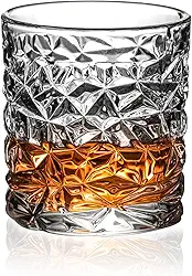 Conjunto de 2 peças Whiskey Glass Set, 325 ml, vidro sem chumbo prensado à mão, uísque, rum, copo de presente bourbon para homens