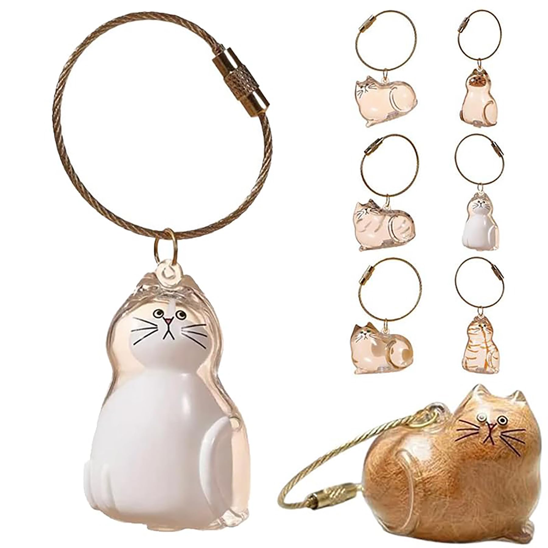 Amazon | WoLraYuan 猫の毛 収納 キーホルダー 透明 ペット毛玉入れ (6