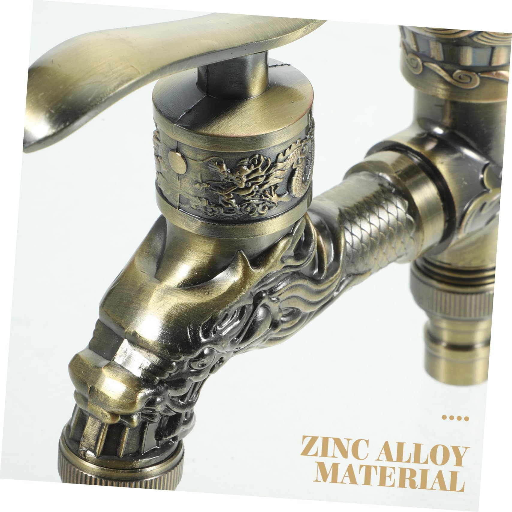 Rubinetto Doppio Giardino in Lega di Zinco 2 Uscite Design Antico e Vintage per Pulizia, Apertura e Chiusura Facile per Lavaggio e Lavabo