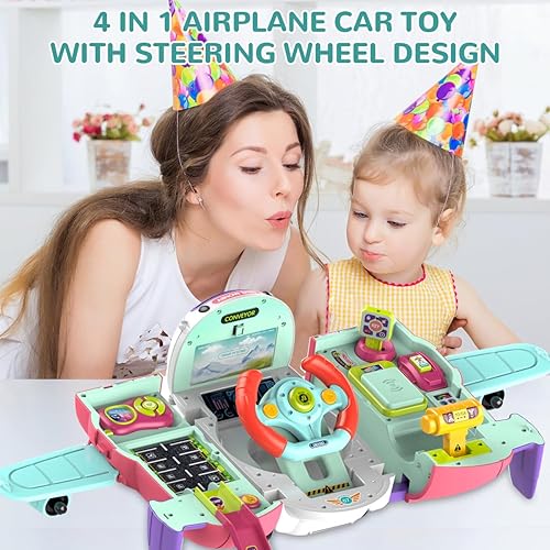 Miniatura 2 de Leopmase Juguete de avión, avión de juguete para niños con volante de simulación y música ligera de sonido, juguetes de avión para niños de 2 años