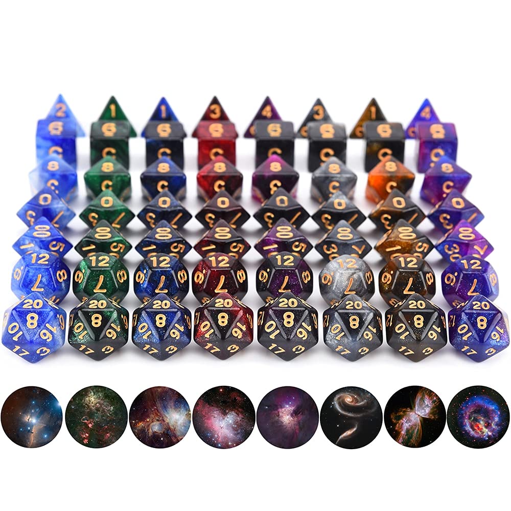 ZX 10. 5 PZ. Dice polyhedral Nebula 15 Colori per Giochi da Tavolo da Gioco DND. Dice Collector.Y212. (Color : Black)