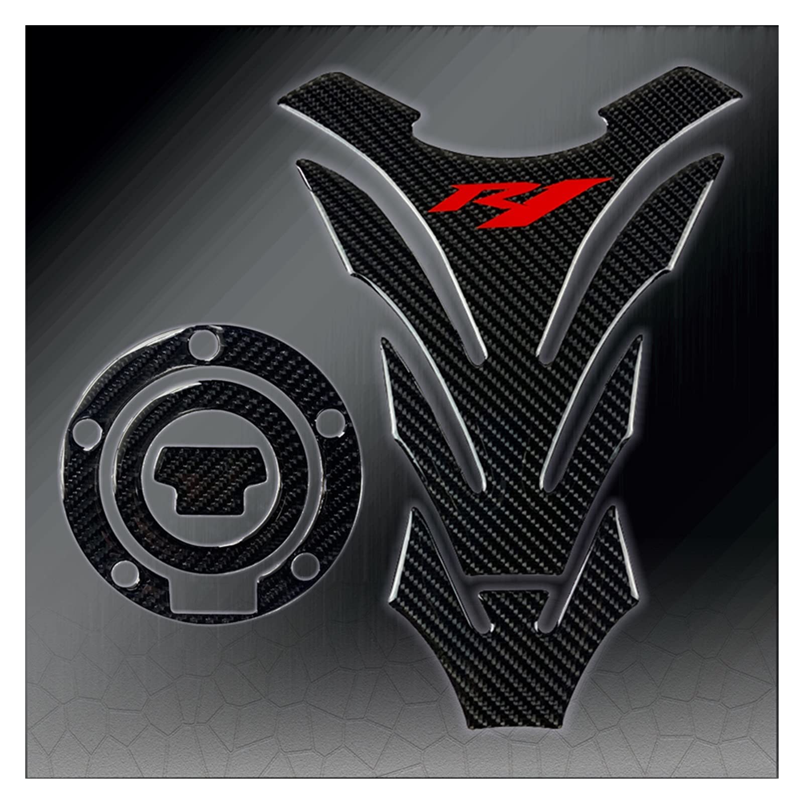 Motorcycle Tank Protector for R1 R6 Motorcycle Fuel Tank Pad Fishbone Decals Carbon Fiber(2)