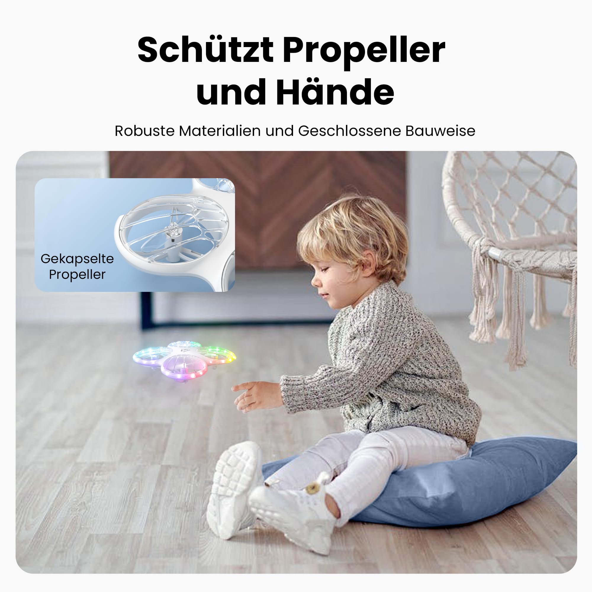Ameta Morpho Drohne mit Kamera für Kinder 1080P HD mit STEM-Module | FPV, Drone für Anfänger, 32 RGB Licht, 18 min Flugzeit, Verloren Buzzer, Spielzeug Geschenke, Quadrocopter für Jungen Mädchen