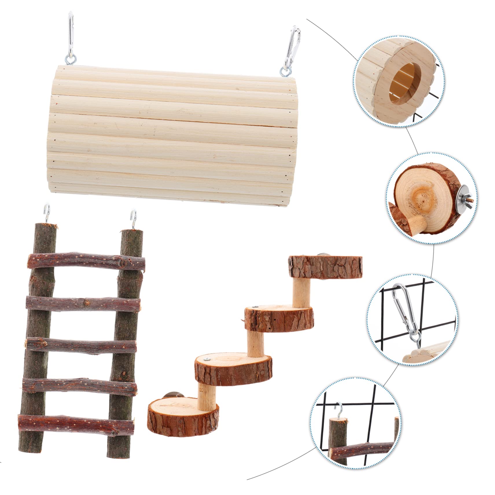 Sosoport 3stücke Teiliges Hamster Holzspielzeug Set Kletterleiter Tunnel Für Kleintiere Für Hamster Und Meerschweinchen Fördert Spiel Und Im Käfig