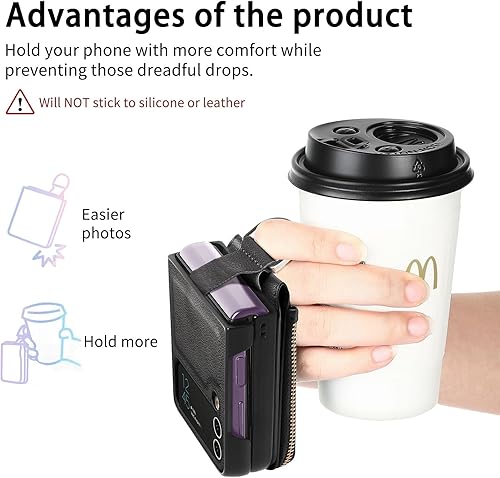 Miniatura 9 de Asuwish Compatible con Samsung Galaxy Z Flip 4 5G 2022 - Funda tipo cartera y ranura para tarjetas, anillo con cierre magnético, a prueba de golpes,