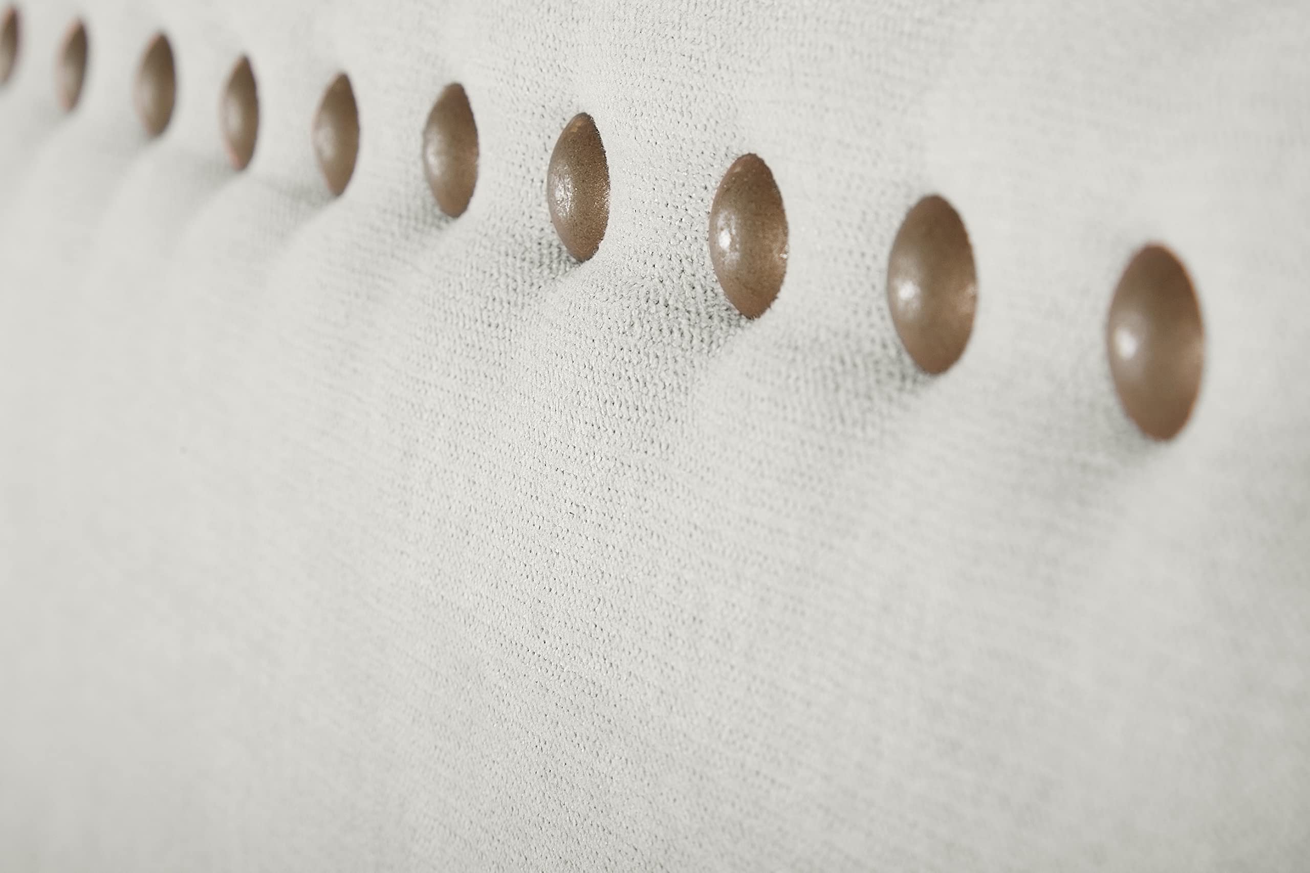 DecorQUALITY cabecero tapizado Tejido acualine Antimanchas con Tachuelas tachas (Beige, 150 * 70)