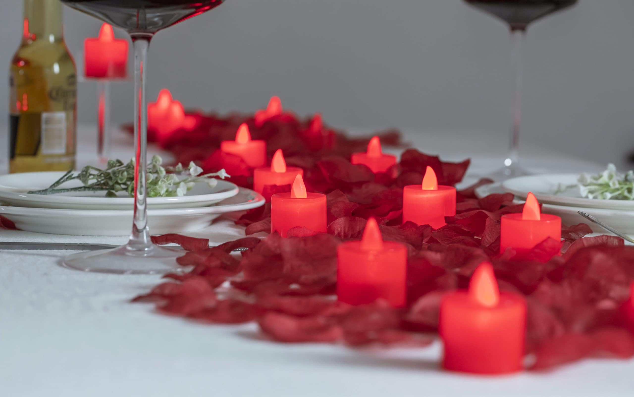 VIHOSE 48 Pcs Red LED Votive Candles Valentine's Day