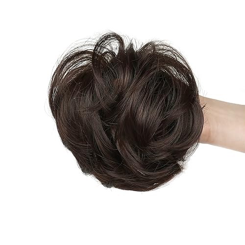 Miniatura 3 de Tousled - Extensiones de cabello sintético con forma de dona para mujeres y niñas (mezcla de color marrón oscuro y caoba oscuro, n. 109, 1.41 onzas)