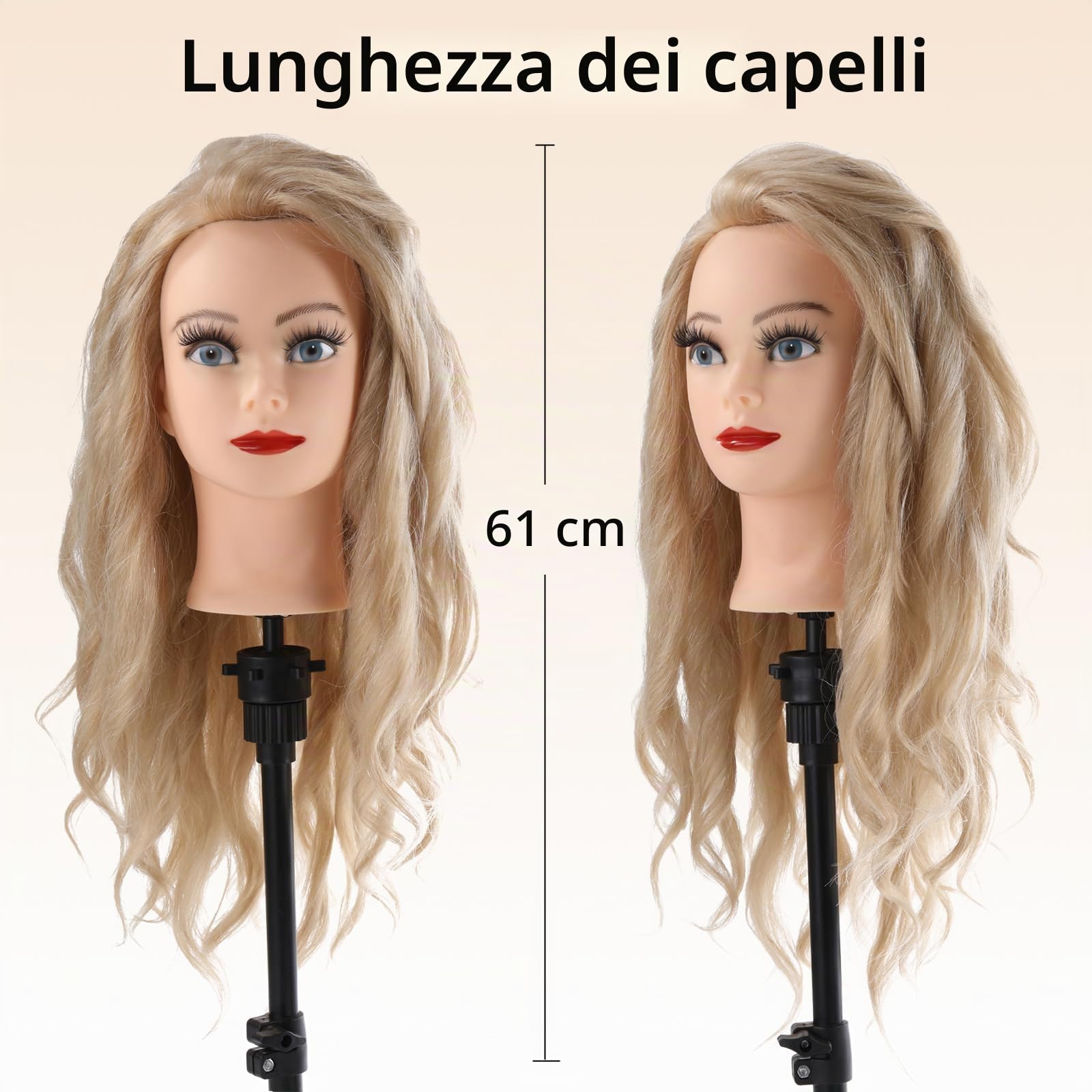 Testa per parrucchieri 70% Veri Capelli Manichino Cosmetologia Formazione Pratica Modello Capelli con Morsetto