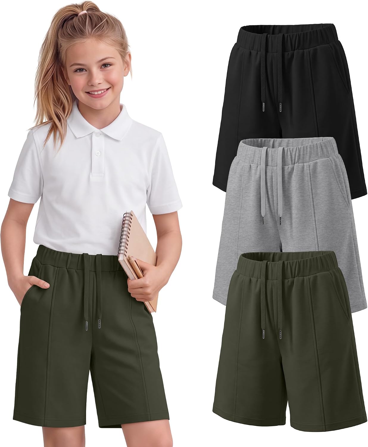 3 Pack Girls Shorts Bermuda Shorts
