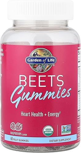 Miniatura 3 de Garden of Life Gomitas de raíz de remolacha orgánicas hechas de pectina con antioxidantes, vitamina C, vitamina D y B12 para la salud del corazón y