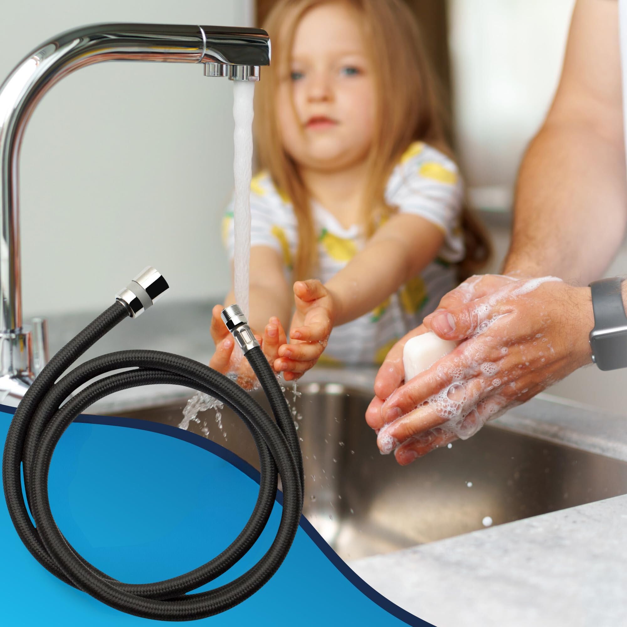 CULINA-S MINI NF 121094 Shower Hose for Blanco CULINA-S Mini Tap Shower Hose for Blanco Kitchen Tap, Chrome, 150 cm - Image 2