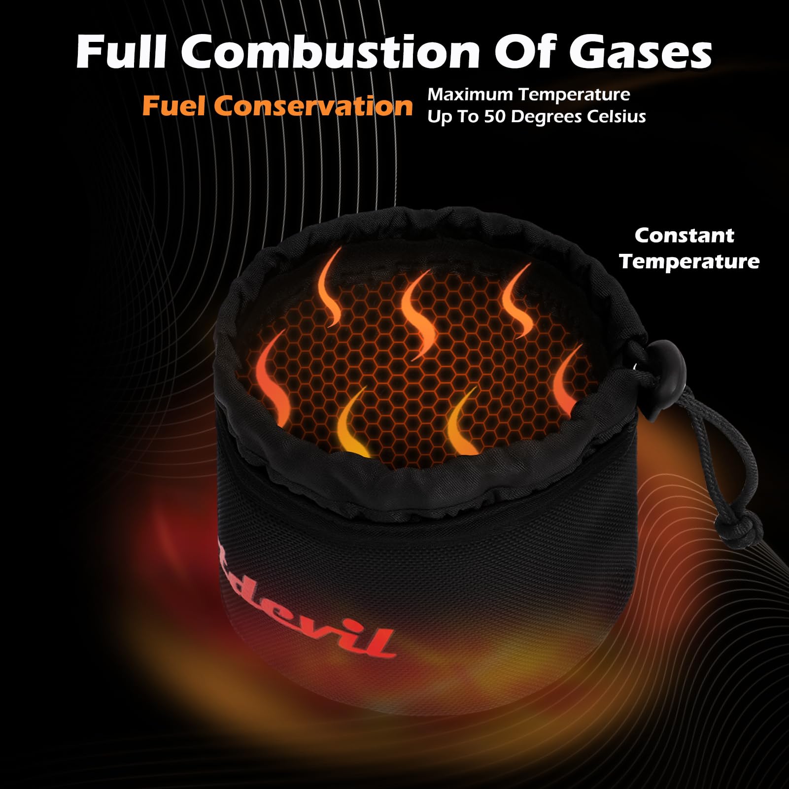 HOTDEVIL Isobutane fuel canister storage bag Suitable for 100g fuel tanks Electrically heated Type-C 5V 2A Temperature rise up to 50°C and constant temperature for Outdoor Camping Cooking Hiking BBQ