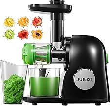 JUILIST Juicer Machine, Slow Masticating Juicer with Higher Juice Yield and Drier Pulp, Cold Press Juicer with Quiet Motor and Reverse Function, Easy to Clean, Includes Cleaning Brush (Classic Black)