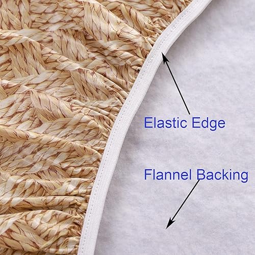 Miniatura 6 de Walrus - Mantel redondo de vinilo ajustable con respaldo de franela, diseño de borde elástico, mantel impermeable, resistente al aceite, de PVC,