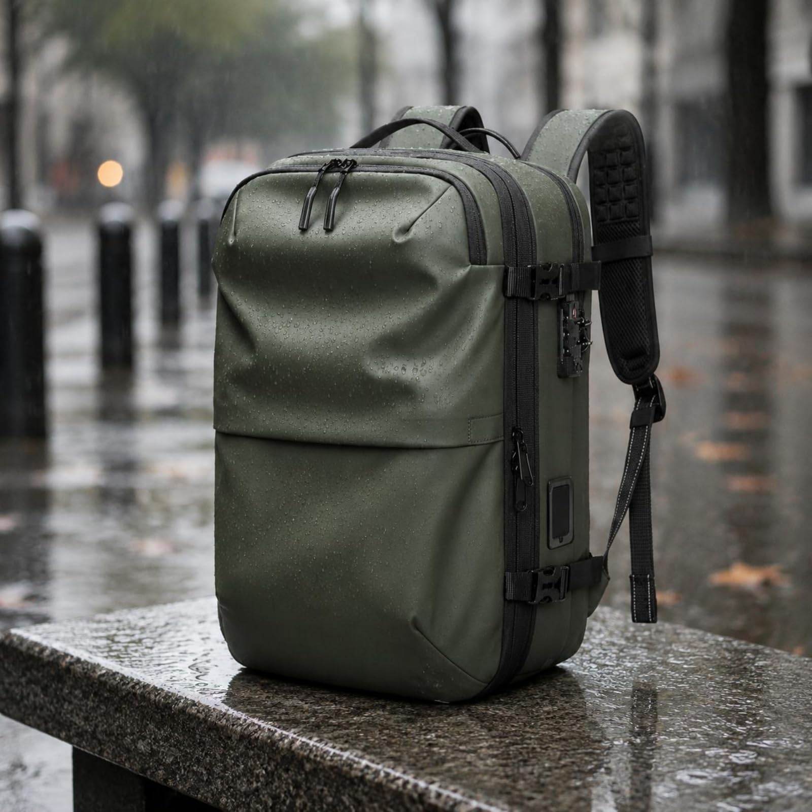 Qianly Mochila de Compresión Al Vacío Gran Capacidad Mochila con Bomba de Vacío Carga Lateral Equipaje Personal para Trabajo, Verde, color to 1, 19 Pulgadas