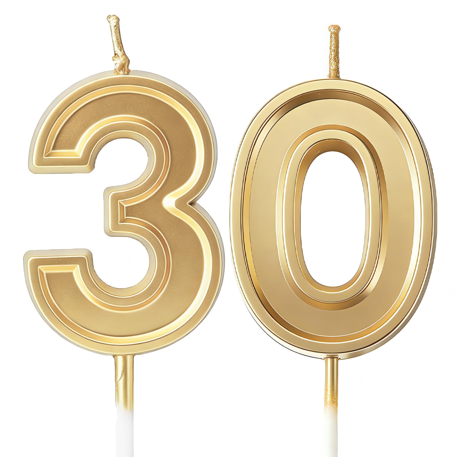 Bougies Numéro Dorées 30 Anniversaire Mariage Cérémonie (5cm, Or)