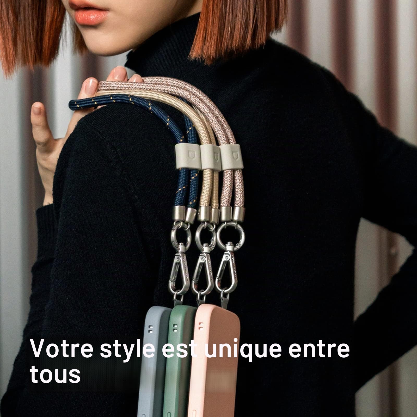 RHINOSHIELD Lanière Dragonne tressée | Fabriquée à partir de matériaux recyclés, longueur ajustable, dragonne résistante, couleurs tendances(Adaptateur pour lanière de téléphone inclus)
