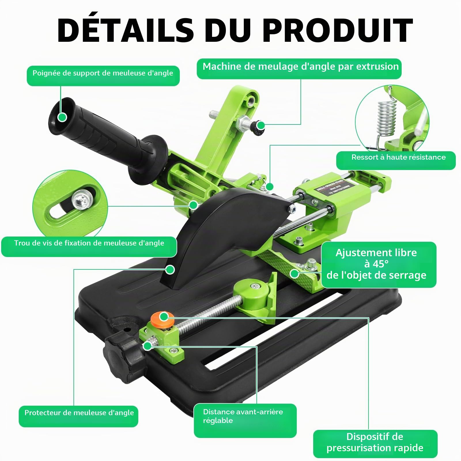 SWAWIS Support de meuleuse d'angle pour barre de traction multifonction 100/115/125