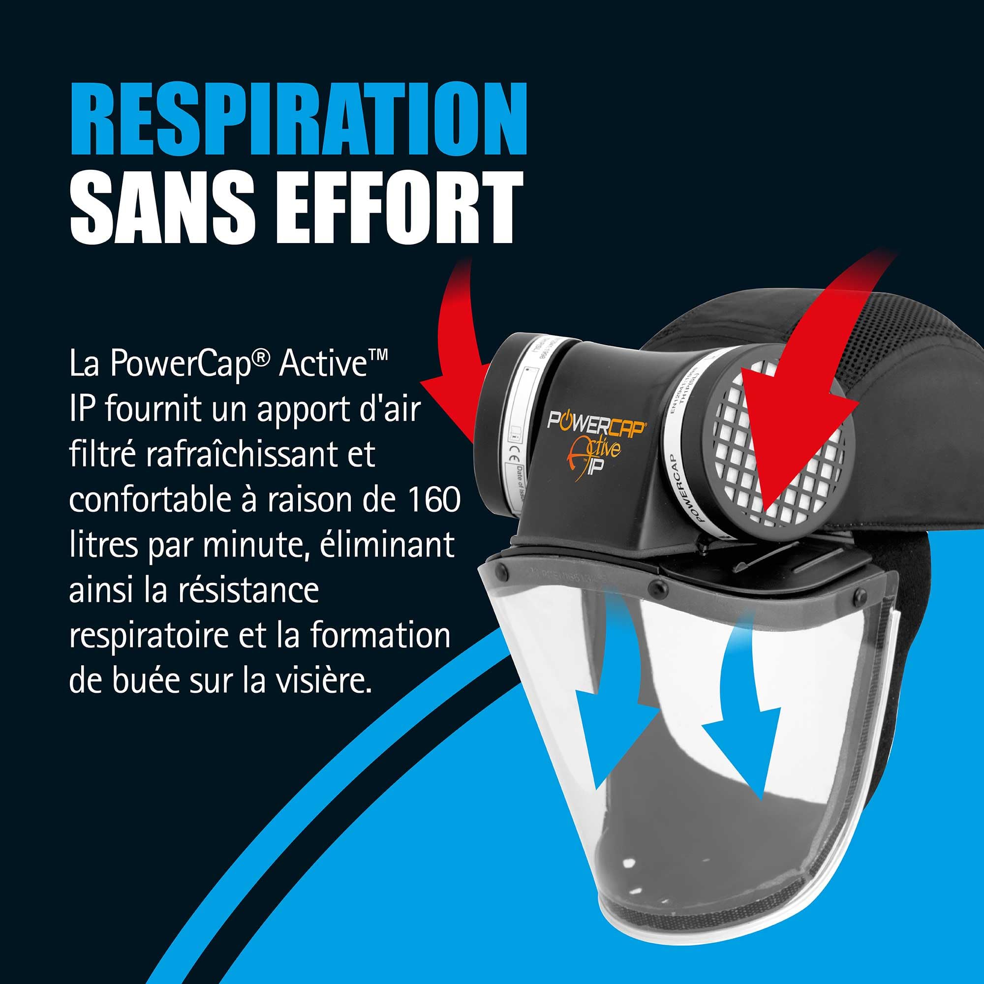 JSP POWERCAP ACTIVE IP PAPR Masque Respiratoire Ventilé - Filtre & Visière Anti-Impact - Batterie 8h & USB - Anti Poussière & Particules - Travaux, Agriculture, Bricolage - EN 12941 & EN 166