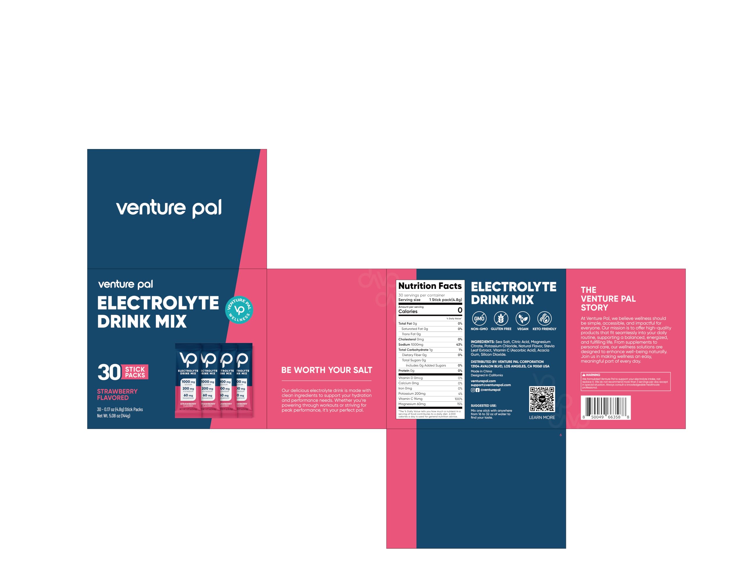 Venture Pal High Sodium Sugar Free Electrolytes Powder Packet, 30 Sticks — Amazon image 11