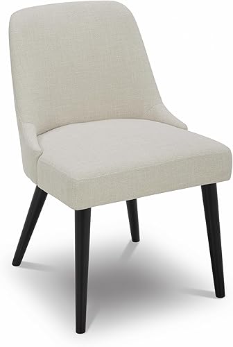 Miniatura 15 de CHITA Mid-Century - Silla de comedor moderna, sillas de tela tapizadas, juego de 2, piel sintética en negro (gris oscuro) Negro en piel