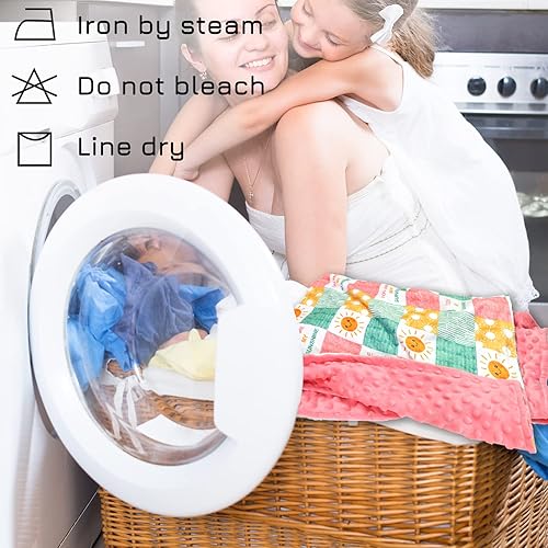 Miniatura 7 de Manta de bebé para niñas, mantas de visón súper suaves de doble capa con respaldo punteado, manta de sol y sonrisa para recién nacidos, para