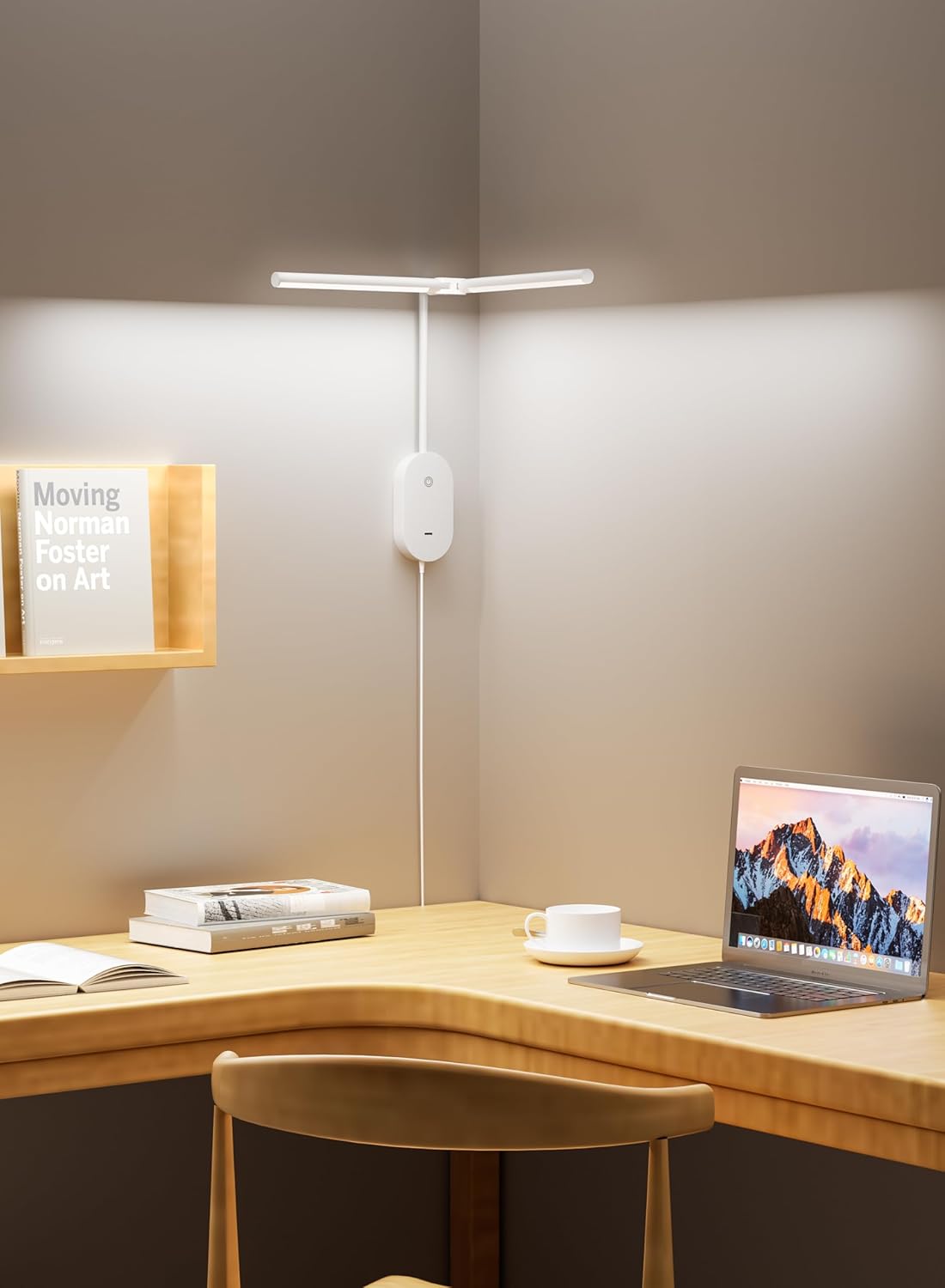 Wall Mounted Reading Light, Book Lights with 2 Heads Ultra Long LED Bars, Bedside Reading Lamps for USB Output, Bright 5 Dimmable with 360° Gooseneck 4 Hour Auto Off Bed Headboard Lights