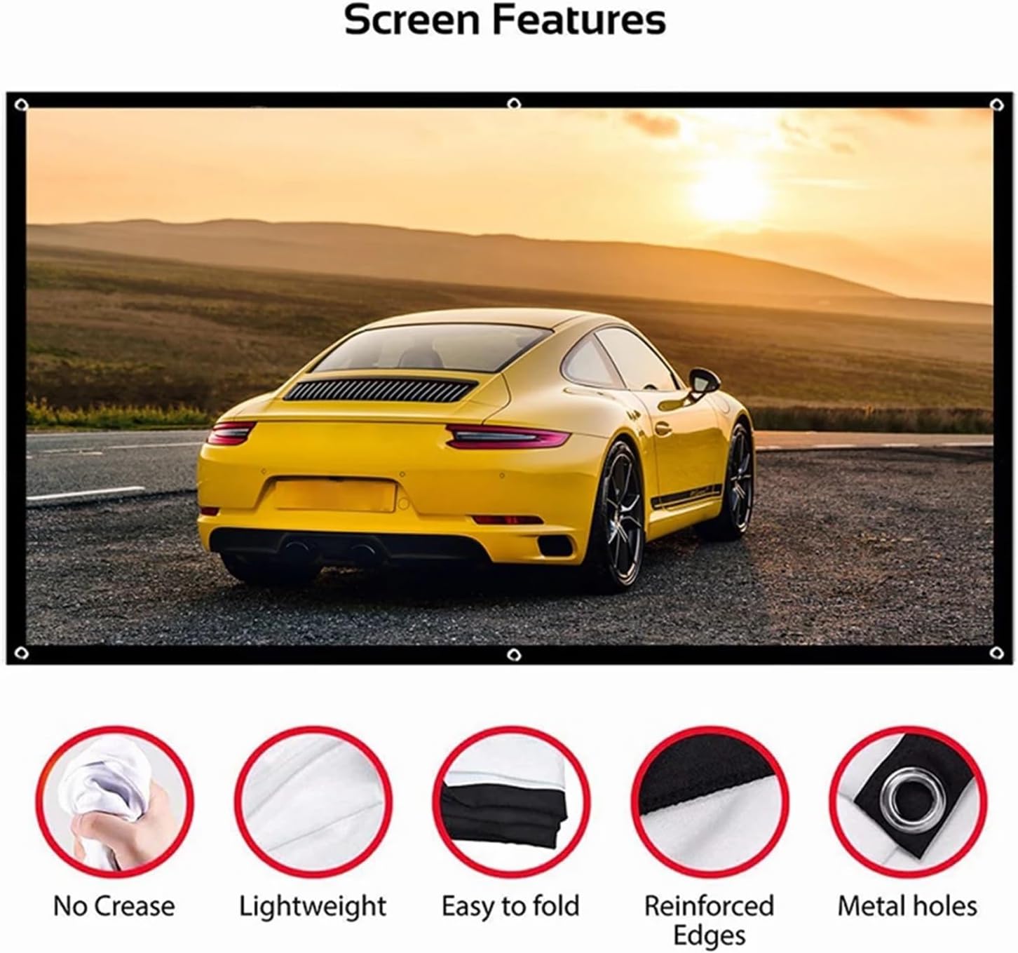 プロジェクタースクリーン 60/72インチ 携帯型 壁掛け 屋内屋外兼用 投影用 会議 教室 映画スクリーン折りたたみスクリーン16 プロジェクター  スクリーン ポータブルスクリー 60 72 84 100 120 150 インチプロジェクタースクリーン 16:9 ポータブル折りたたみ ムービー  ... ダクロン生地投影スクリーンは柔らかく折りたたみ可能 60 72 84 100 120 150 インチ 16:9 屋外投影スクリーン(