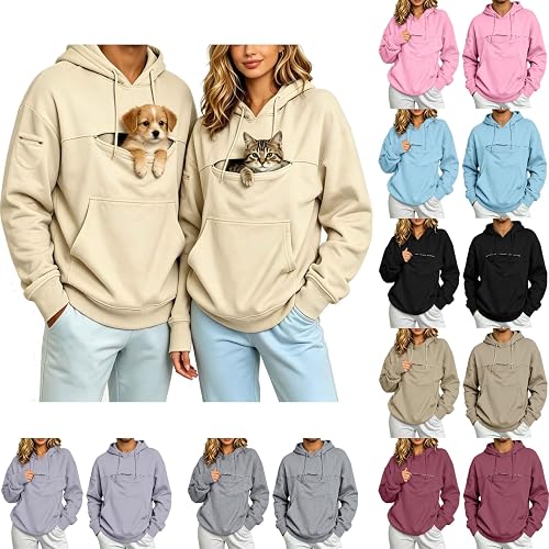 Cat Hoodie With Pouch Pet Carrier Dog Sweatshirt With Zipper Pockets