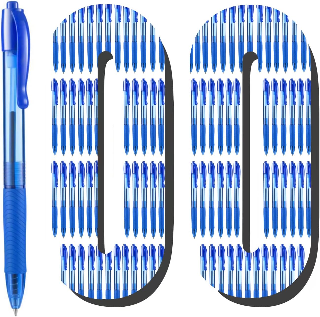 Aozora Pens Bulk 100 Pack Blue Click Pens Retractable Ballpoint Pens Medium Point,Smooth Ink Pen Soft Grip for Journaling School Office Supplies 1.0MM Blue Ink