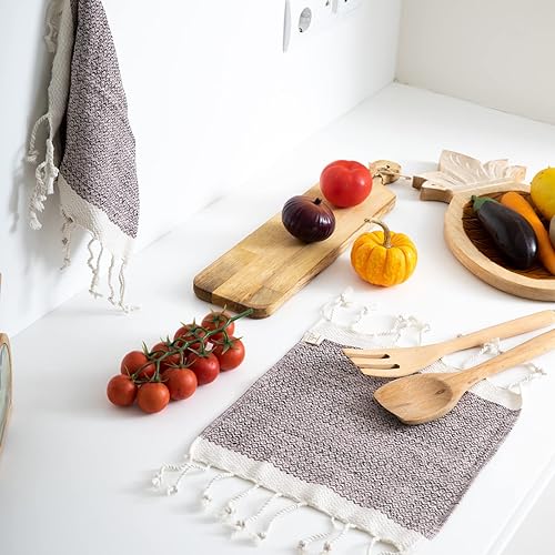 Miniatura 51 de SMYRNA TURKISH COTTON Herringbone Series - Juego de 6 paños de cocina lavables a máquina, ultra suaves, absorbentes, prelavados y de secado rápido