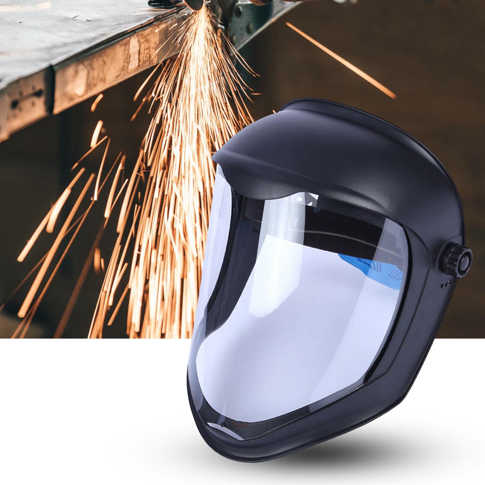 Harilla Visage Bouclier Casque w/Visière Claire À Cliquet Sécurité Broyage, dans supérieur, Masque Double Bandeau