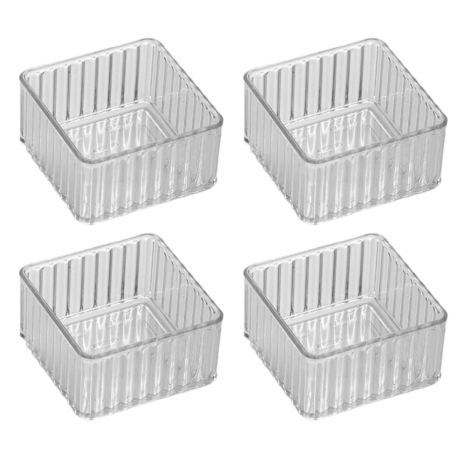 Aqvjd 4Pcs Clear Drawer Organiser Set Bathroom and Vanity Drawer Organiser Dividers Drawers Storage Bin for Kitchen Utensils Stackable Desktop Planner