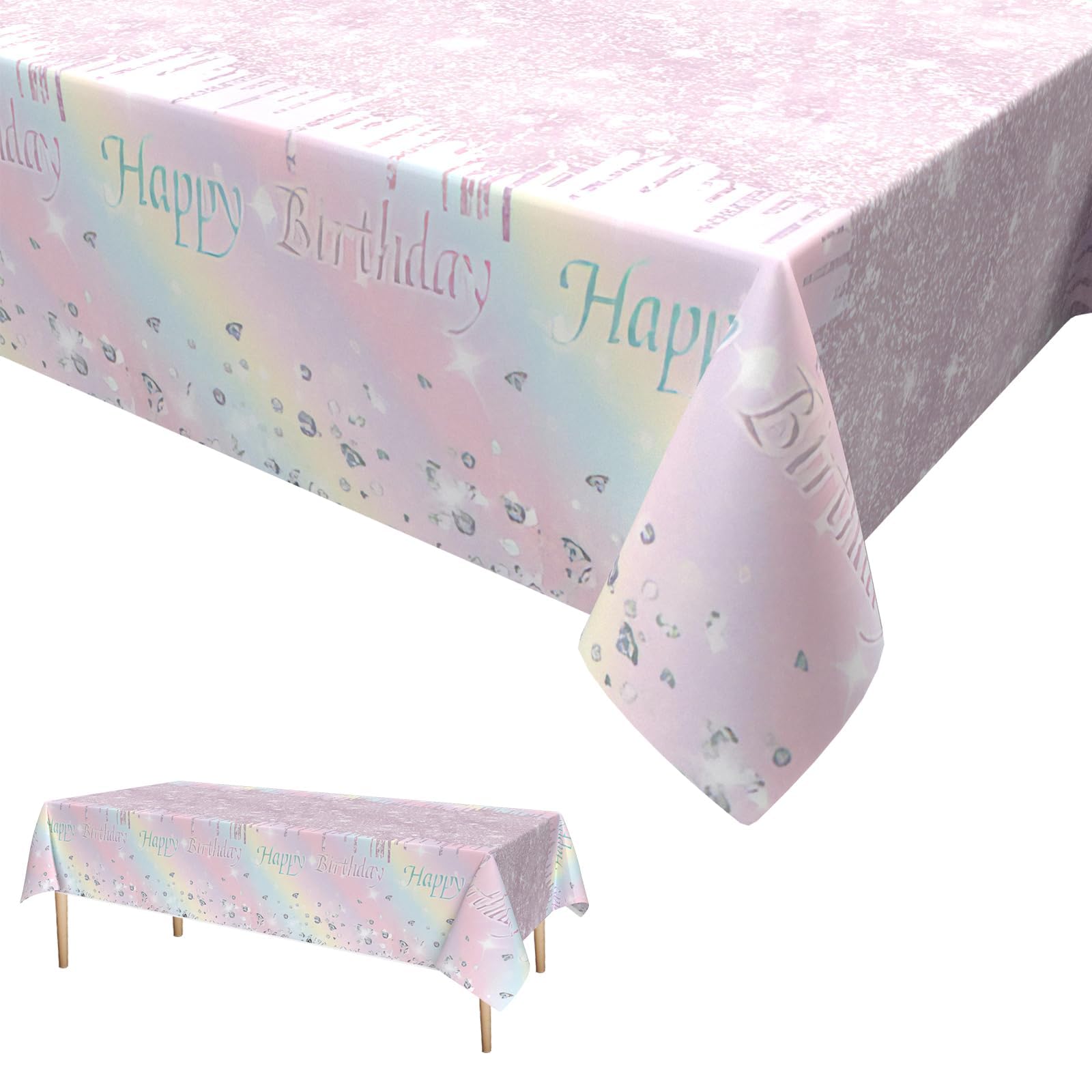 Tovaglia Arcobaleno Rosa Compleanno | Rettangolare 137 X 274 Cm Impermeabile
