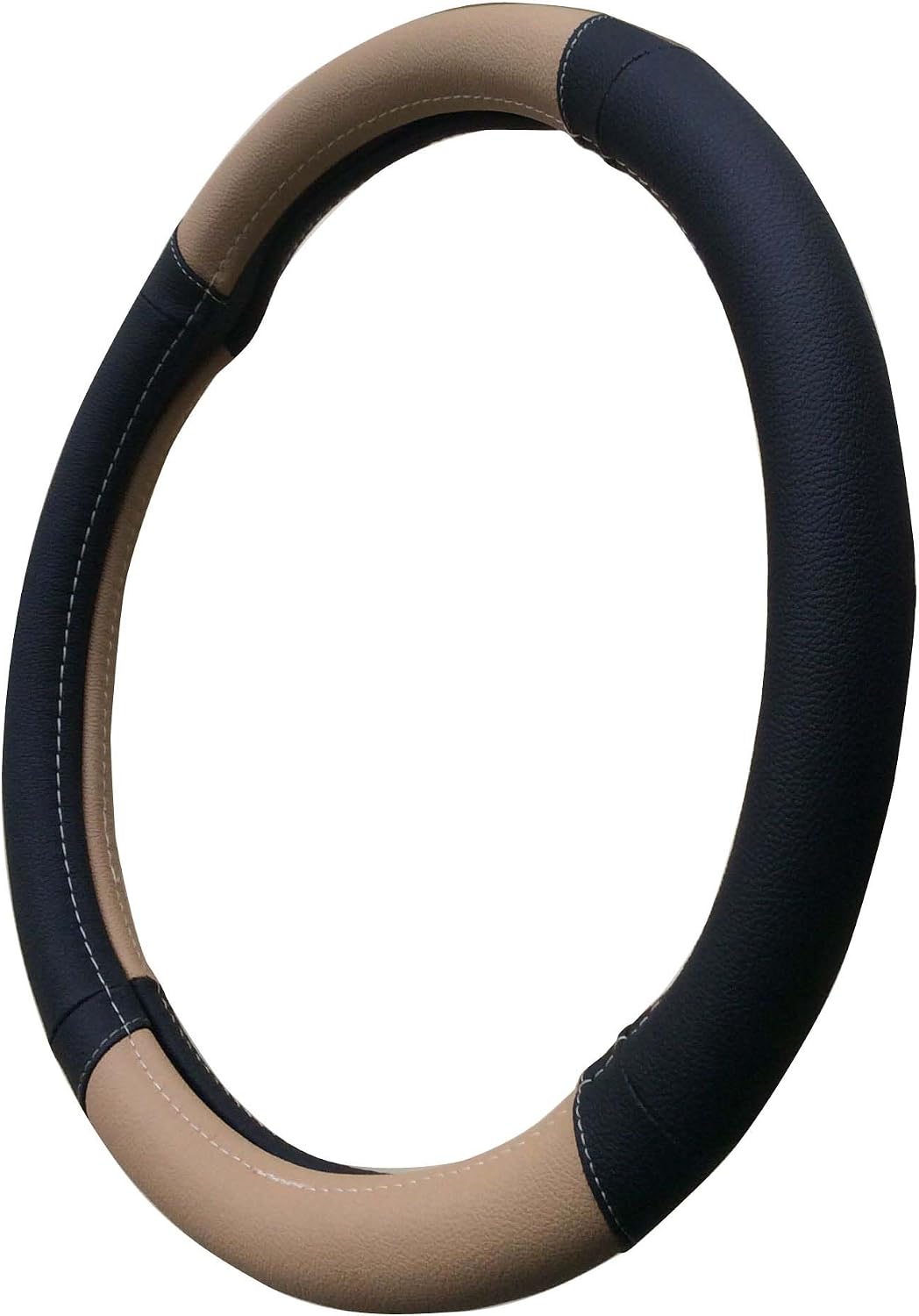 Mayco Bell Car Steering Wheel Cover 15 inch No Smell Comfort Durability Safety (Black Beige)