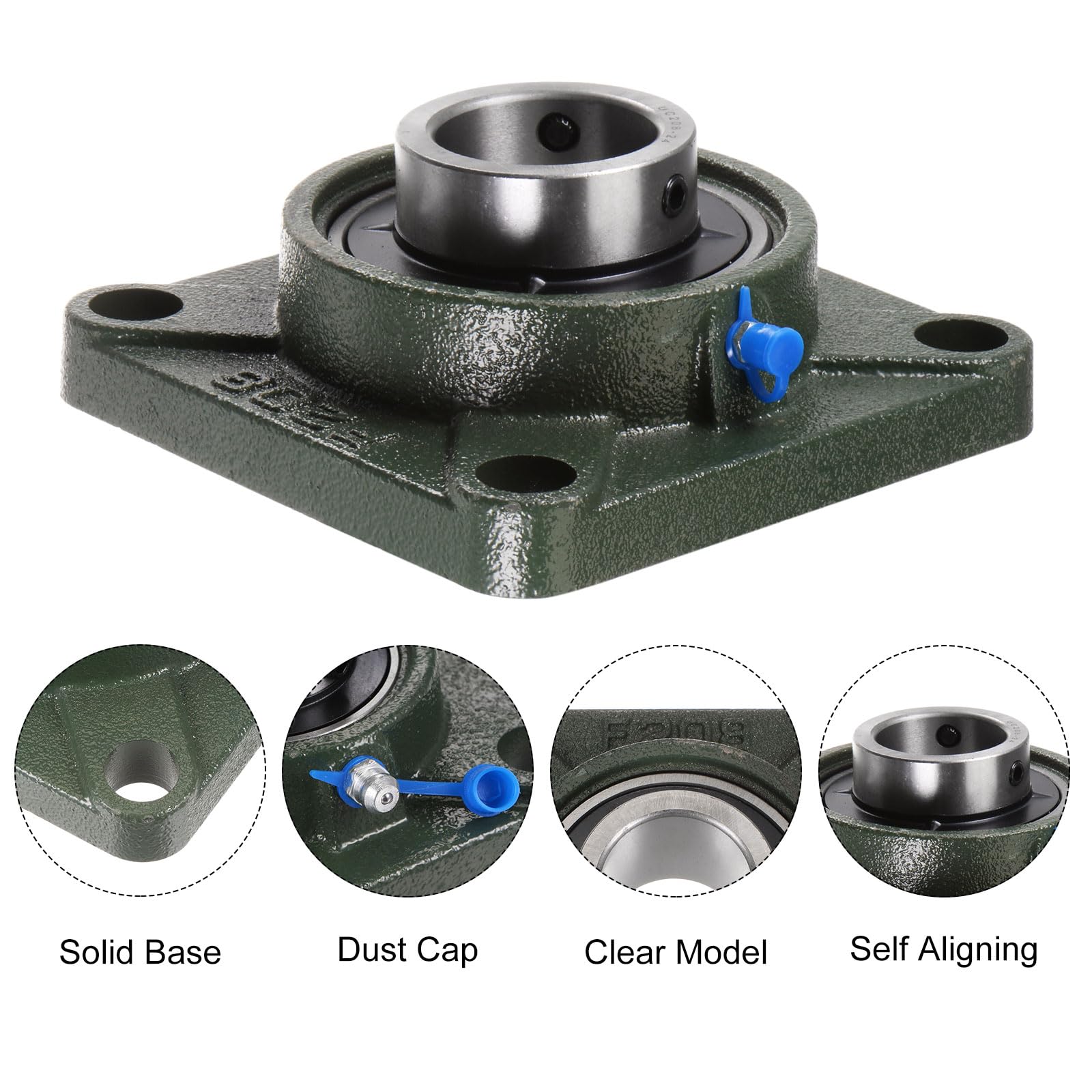 uxcell Lot de 2 roulements à billes UCF208-24 - Alésage de 2,5 à 1,3 cm - Base en fonte - Roulements à billes montés en acier chromé - Auto-alignement avec clé hexagonale