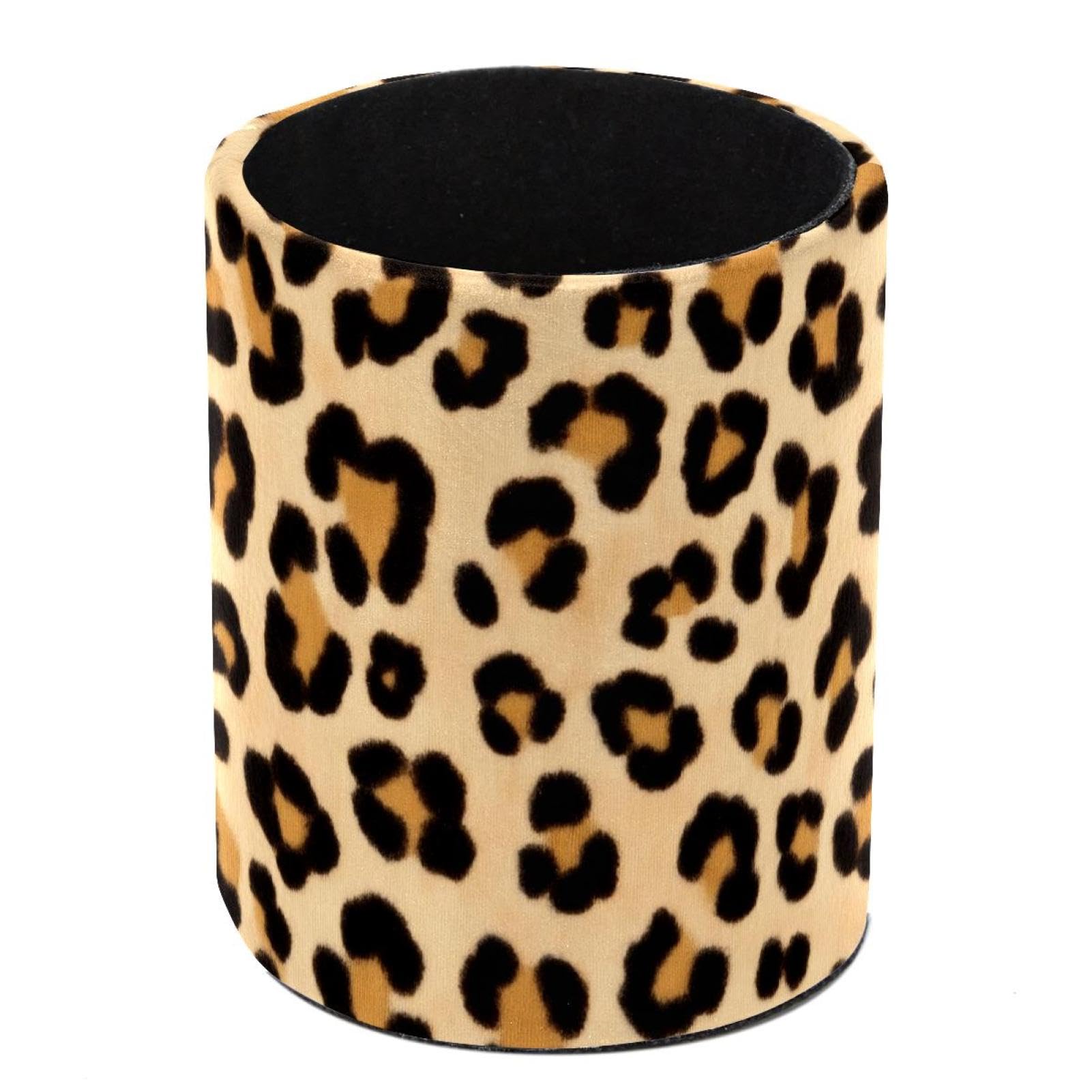 Luoweisi Leather Pen Pot Pen Holder for Desk, Pencil Holder Desk Tidy Office Organiser Makeup Storage, Leopard Print